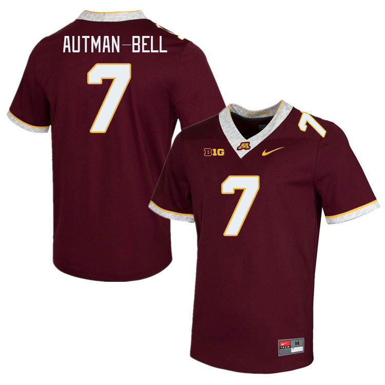 Men #7 Chris Autman-Bell Minnesota Golden Gophers College Football Jerseys Stitched-Maroon